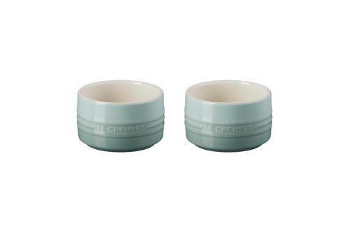 Le Creuset Stoneware Round Ramekin Straight Wall Set of 2, 7 oz. Each, Sea Salt