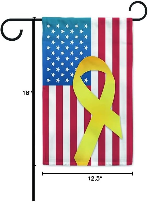 Remember Our Troops Garden Flag - USA Flag with Yellow Ribbon | Double-Sided 12.5x18 Inch Banner