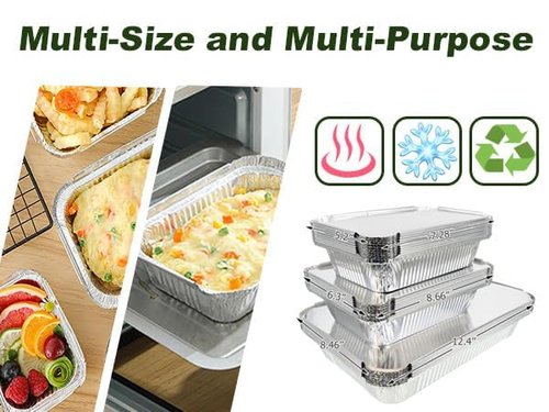 BIBRADAA® 60 Pack Aluminum Pans with Lids,2200ml(4.4LB)/1100ml(2.4LB)/700ml(1.5LB) Foil Pans with Lids,Aluminum Foil Pans,For Catering,Meal Prep and Takeout.