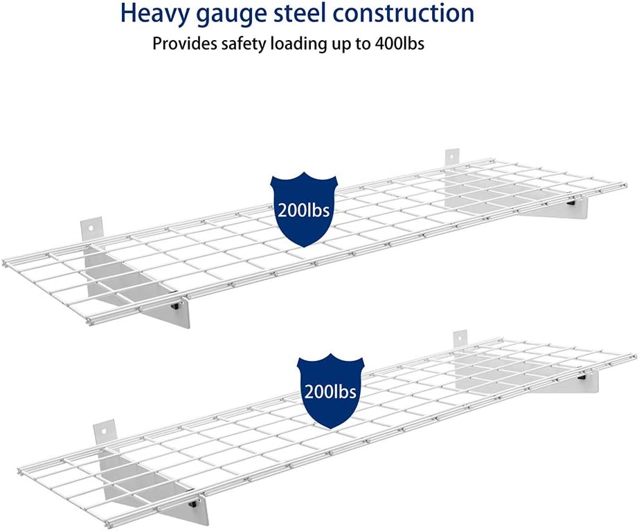 Ultrawall Heavy-Duty Wall Shelving Unit - 2-Pack 2x4ft Floating Shelves | Max Load 400lb, White