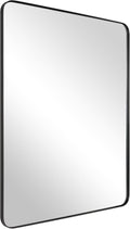 ANDY STAR Wall Mirror - 24x36 Inch Black Stainless Steel Frame | Rounded Corner Decorative Bathroom Mirror