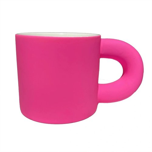 Exodmx Pink Ceramic Mug, 11oz Pink Coffee Cup with Soft-Touch and Dishwasher Safe