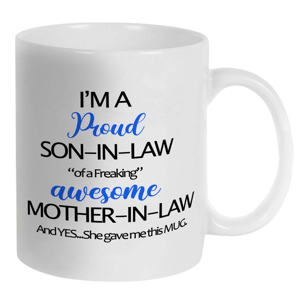 Fatbaby Funny Son In Law Coffee Mugs, Humorous Birthday Fathers Day Gift Teac Cup for Son-In-Law from Mother In Law 11oz