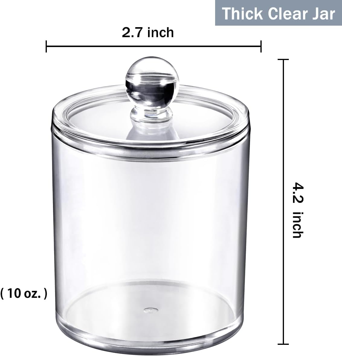 SheeChung Clear Acrylic Qtip Holder - Shatterproof Bathroom Organizer Jars | Minimalist Cotton Swab Canisters