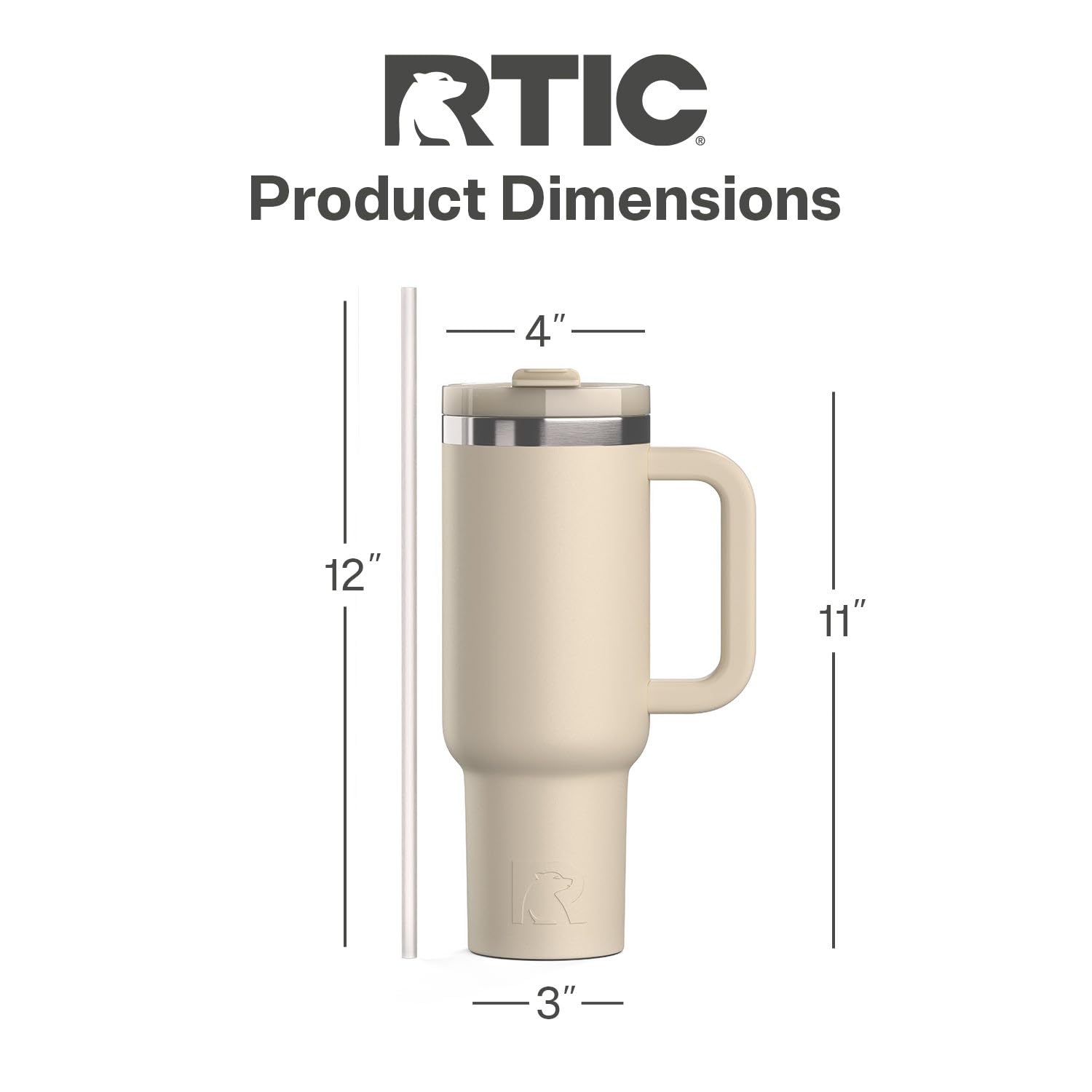 RTIC 30 oz Road Trip Tumbler Double-Walled Ceramic Lined InsulatedStainless Steel Portable Travel Coffee Mug Cup with Lid, Handle and Straw, Beach