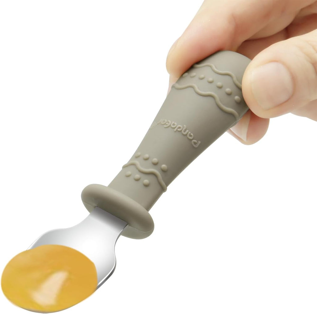 PandaEar Toddler Utensils - 6 Pack Kids Spoons & Forks | Stainless Steel & Silicone, Dishwasher Safe