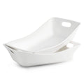 YHOSSEUN Large Serving Bowls with Handles White Serving Dishes For Entertaining, 1.5 Quarts Ceramic Bowl Set Rectangle Serving Platter for Thanksgiving, 2 Pack