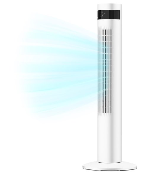 Tower Fan With Remote, Cooling Tower Fans that Blow Cold Air for Bedroom Office, 85° Oscillating Standing Bladeless Floor Fan for Home, 24ft/s Velocity, 3 Modes, 3 Speeds, 12Hrs, 36 inch (White)