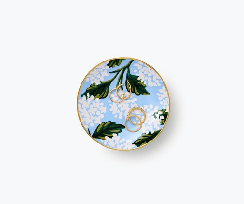 RIFLE PAPER CO. Hydrangea Ring Dish, Protect Your Trinkets and Jewelry, Minimize Loss, Organize Desk, Small Item Security, Keep Valuables Safe and Visible, Cute and Fashionable