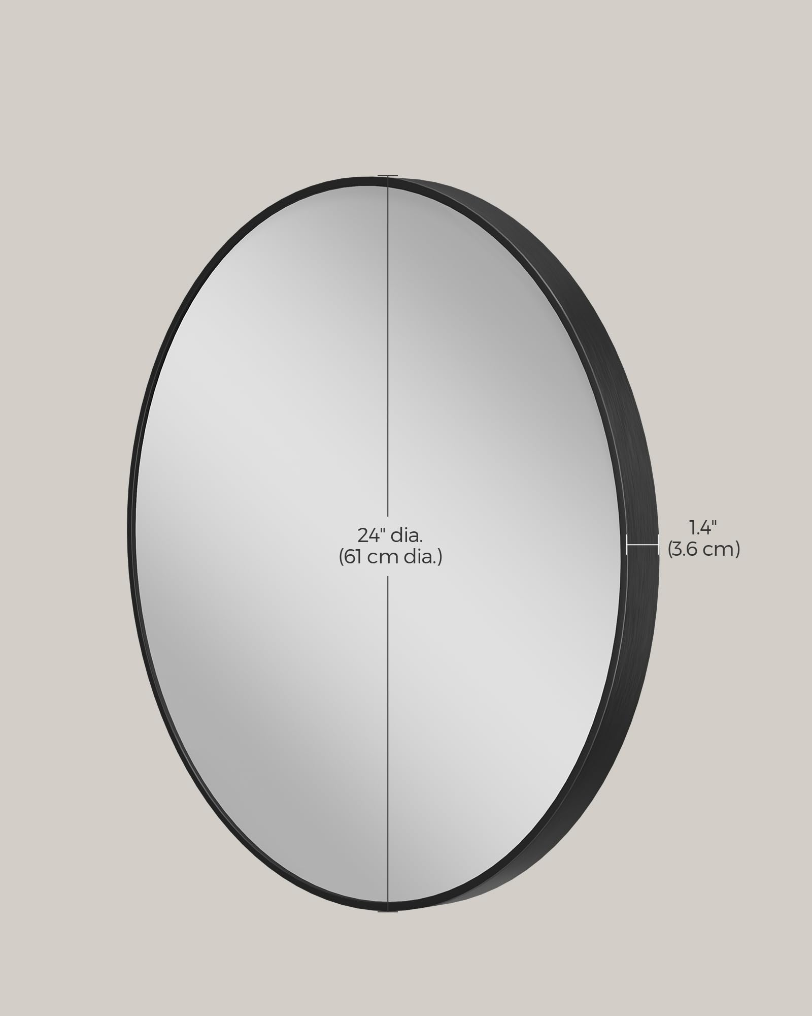 SONGMICS Bathroom Round Mirror for Wall, 24 Inches Black Circle Mirror，Metal Frame,for Bathroom Over Sink, Living Room, Bedroom, Entryway, Hallway, Ink Black ULWM102B01