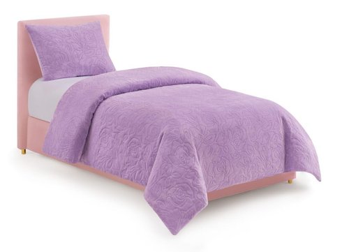 Paris Hilton 2 Piece Twin XL/Twin Comforter Set with 1 Pillow Sham - Soft Warm Chic & Lightweight Quilted Bed Spreads, Housewarming & Birthday Gifts for Women & Teen Girls, Lavender Roses (Henrietta)
