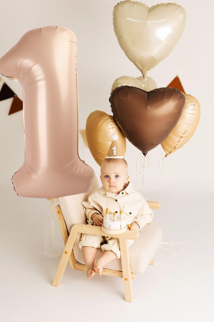 Number 0 Balloons - 40 Inch Light Brown Birthday Decorations for Milestone Events & Baby Showers