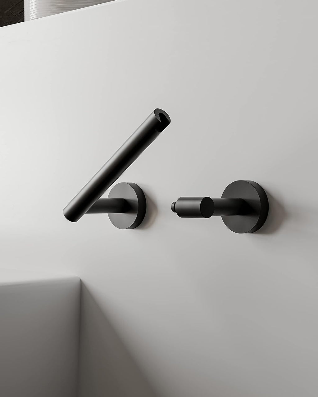 Ruacq Toilet Paper Holder - Matte Black Double Post Design | Pivoting Round Tissue Roll Holder - SUS 304 Stainless Steel