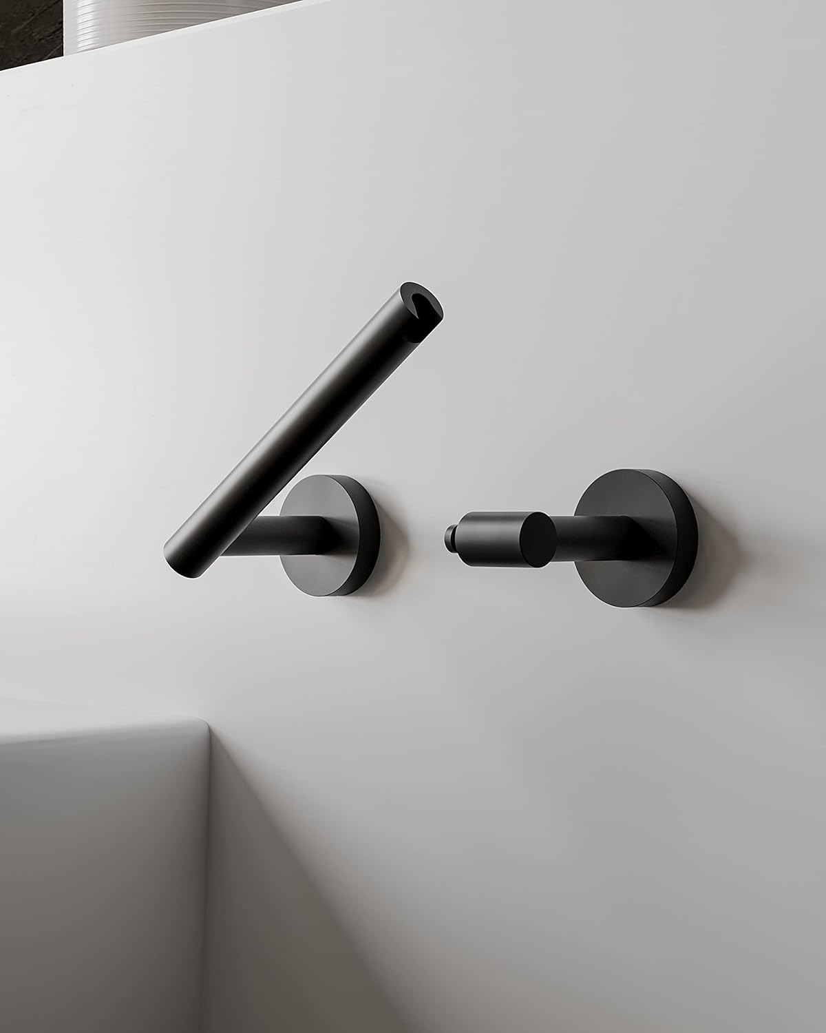 Ruacq Toilet Paper Holder - Matte Black Double Post Design | Pivoting Round Tissue Roll Holder - SUS 304 Stainless Steel