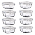 R.repad yay 16oz Square Glass Food Storage Containers With Lids, 2 Cup Square Glass Food Containers With Lids, BPA free Small Meal Prep Bowls for leftovers, Dishwasher, Freezer Safe (8Pack)