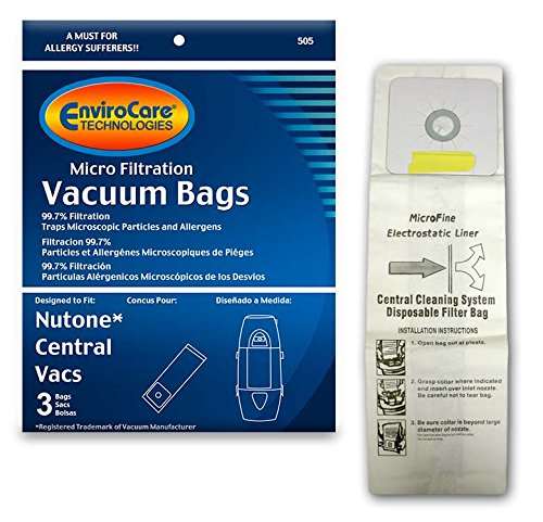 EnviroCare Replacement Micro Filtration Vacuum Cleaner Dust Bags for Nutone Central Vacuums 3 Pack