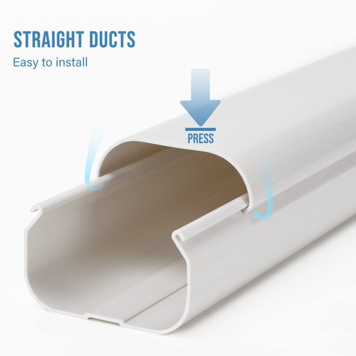 HOXHA 3" W 10Ft L Mini Split Line Set Cover Kit Air Conditioners Decorative PVC Slim Line Cover for Central AC & Heat Pumps Systems Tubing Cover
