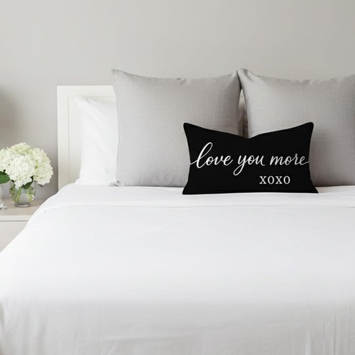 HERHOME Valentines Day Throw Pillow Covers 12x20 Inch, Love You More XOXO Black White Lumbar Decorative Cushion Case for Couples Bedroom, Valentines Day Gifts for Him Her Anniversary Home Decor