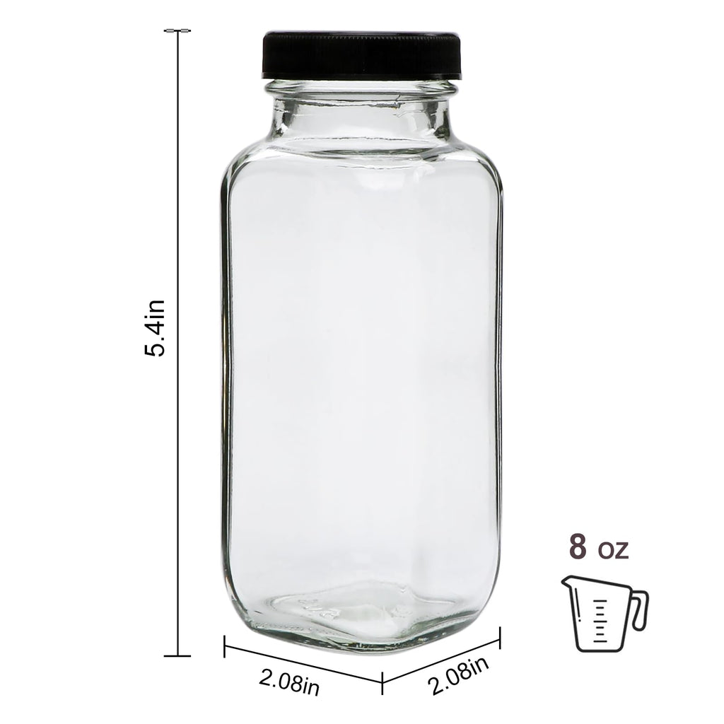 Accguan Vintage Water Bottles with Lids,8oz Reusable Glass Drinking bottles for Juicing,Hot Sauce,Kombucha,Ginger Jar,Potion,Oil,Milk Bottles,Whiskey,Portable Travel Bottle,Smoothies Bottles(12pack)