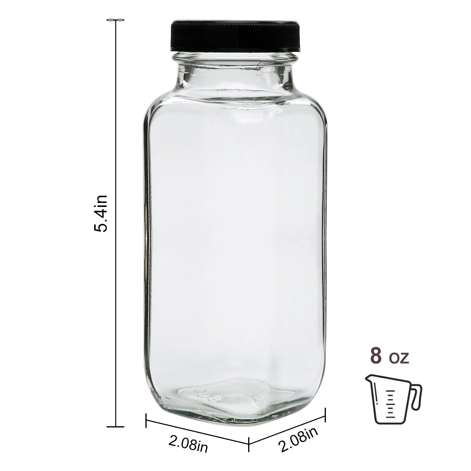 Accguan Vintage Water Bottles with Lids,8oz Reusable Glass Drinking bottles for Juicing,Hot Sauce,Kombucha,Ginger Jar,Potion,Oil,Milk Bottles,Whiskey,Portable Travel Bottle,Smoothies Bottles(12pack)