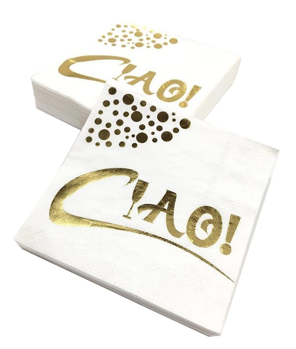 White And Gold Cocktail Napkins - 3 Ply 5x5 Inches Beverage Napkins Bulk - Unique Design For Dessert Napkins - Coffee Napkins - Party Napkins - Drink Napkins - Bar Napkins. (100)
