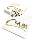 White And Gold Cocktail Napkins - 3 Ply 5x5 Inches Beverage Napkins Bulk - Unique Design For Dessert Napkins - Coffee Napkins - Party Napkins - Drink Napkins - Bar Napkins. (100)