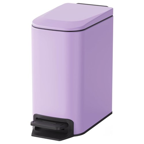 Cesun Stainless Steel Small Bathroom Trash Can - Soft Close Lid & Step Pedal, 6L | Purple Finish