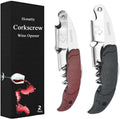 Waiter Corkscrew Wine Opener Manual | 2 Pack Professional Honatty 3-in-1 Heavy Duty Double Hinged Wine Key with Foil Cutter & Beer Bottle Opener for Servers, Bartenders & Home Use