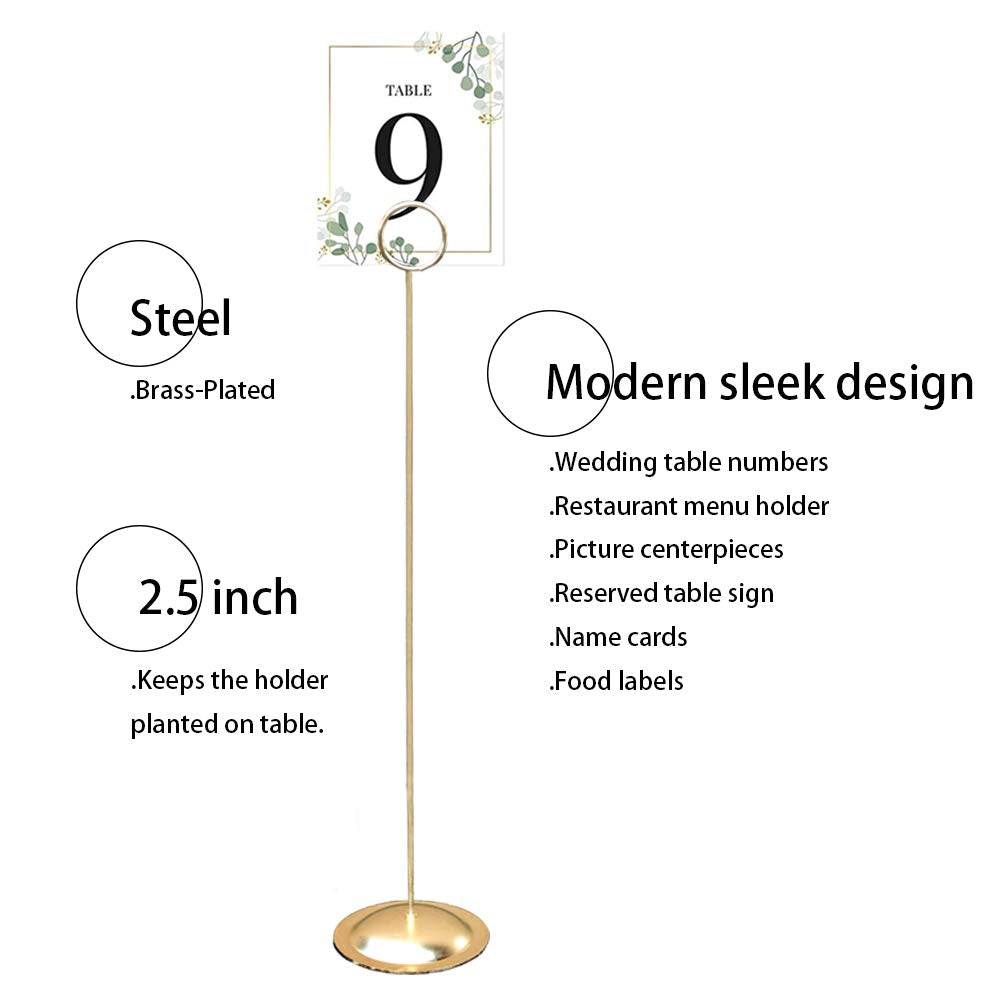 HOHIYA 12 Pack 12" Gold Table Number Holders for Weddings & Events