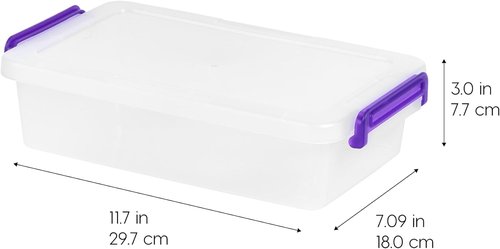 IRIS USA Craft Storage Container Bins - 3 Qt. Clear Organizer Tote with Lids | 10 Pack, Stackable Design for Art & Office Supplies