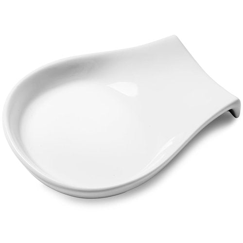 HOMBENE Spoon Rest Set of 1, 5.5 Inches, White Spoon Rest for Stove Top, Spoon Holder for Kitchen Counter Porcelain, Kitchen Utensils Accessories, White