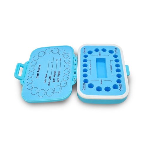 DENTIMICA Baby Keepsake Tooth Box PP Baby Milk Teeth Storage Holder Blue