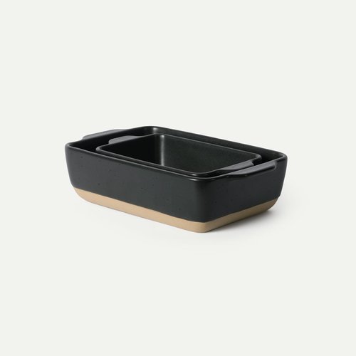 Mora Ceramic Baking Dishes Set of 2 | Versatile Casserole & Loaf Pans - 7x11 in, Porcelain, Liquorice