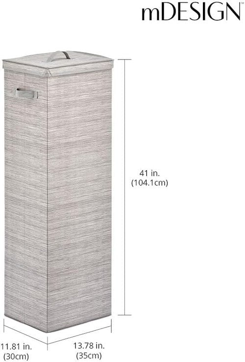 mDesign Gift-Wrapping Paper Storage Box - Tall Organizer with Handles, Removable Lid, Stripe Taupe/Tan