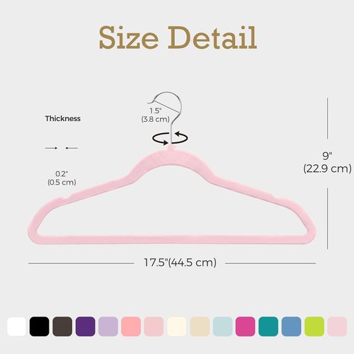 HOUSE DAY Velvet Hangers - 60 Pack Non-Slip Heavy Duty Felt Hangers for Closet Organization | Light Pink