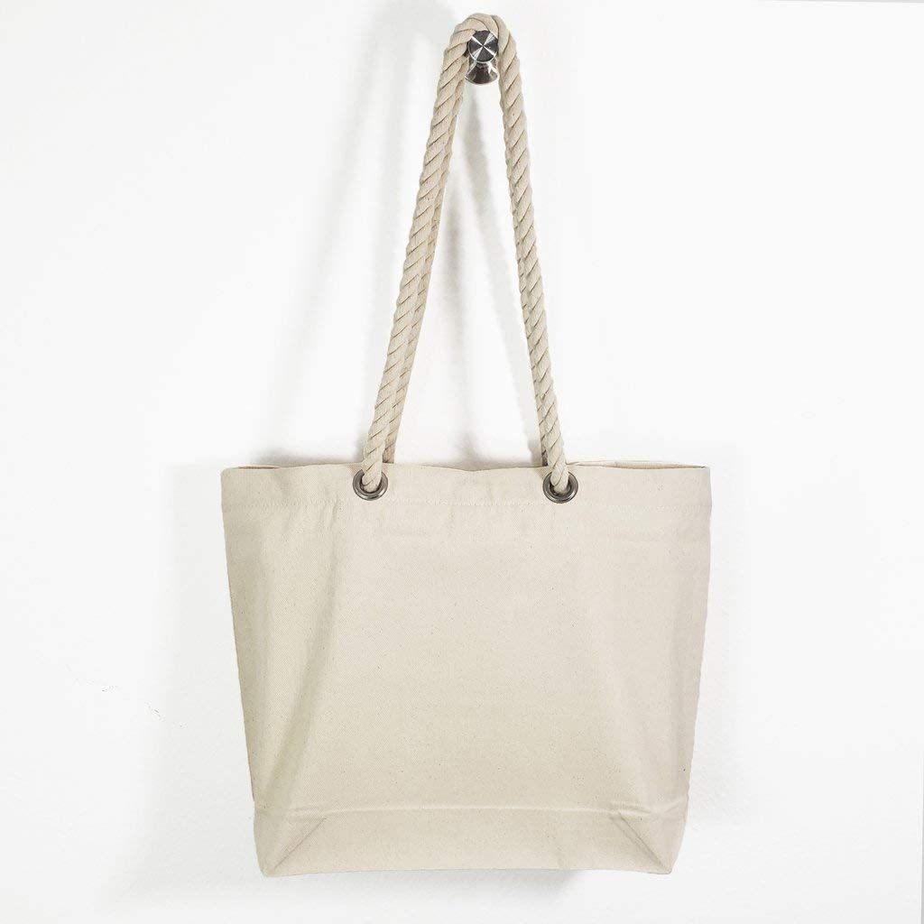 TBF 6 Pack Rope Handle Tote Bags Large Tote Bag with Rope Handles Sturdy Canvas Reusable Grocery Shopping Bags Tote Bag Beach Bag (Large (20" W x 15" H x 5" D))