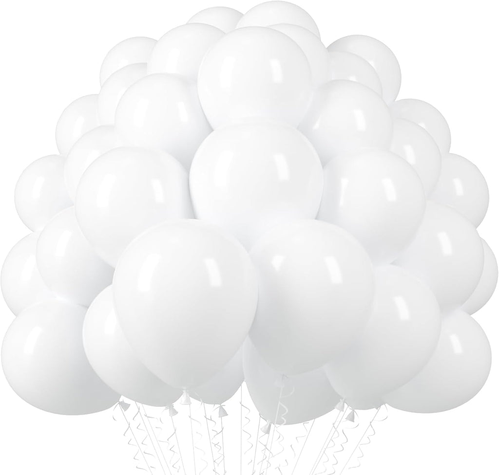 Voircoloria 110pcs Matte White Balloons - 12 Inch Latex Party Balloons for Weddings & Celebrations