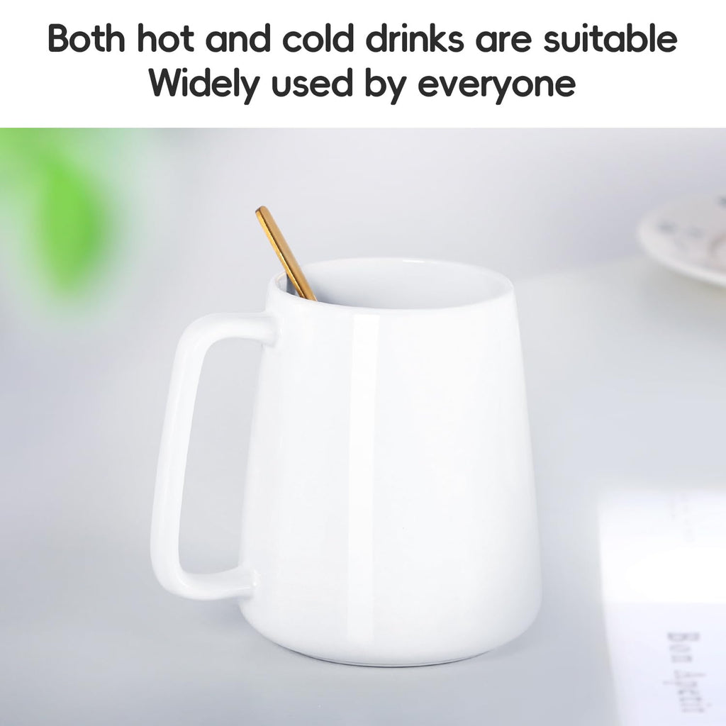 Smilatte 24 OZ Large Coffee Mug, Nice Ceramic Boss Tea Cup with Big Handle for Dad Men Women, Unique Style For Any Kitchen, White