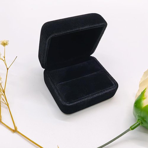 GBYAN 2 Pieces Velvet Ring Box, Jewelry Display Gift Box, Ring Case for Proposal,Engagement, Wedding,Black
