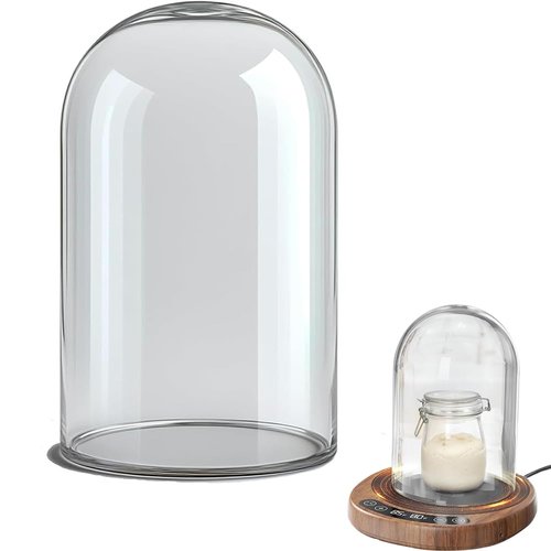 Large Glass Dome for Pakusane Sourdough Starter Heating Pad Accessories Durable Clear Glass Cover-Larger((6.7" *4.73") (GlassDome-Larger)