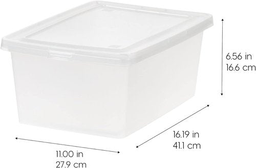 IRIS USA Storage Bins - 12-Pack Clear Stackable Shoe Boxes, 15 Quart, BPA-Free Plastic for Organizing Closets