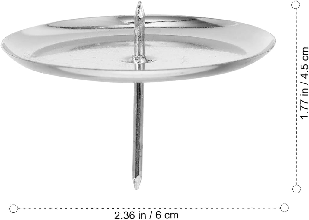 Skiennix Metal Round Pin Candle Holders - 10PCS Silver Candle Spike Plates for Weddings & DIY Decor