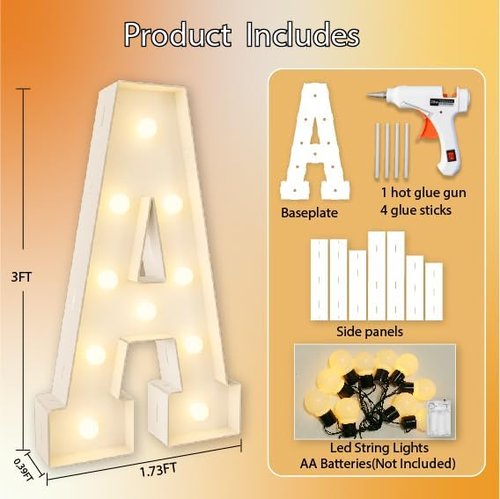 HXWEIYE 3FT Light Up Marquee Letters - Giant Baby Shower & Party Decor | Warm White Mosaic Balloon Frame