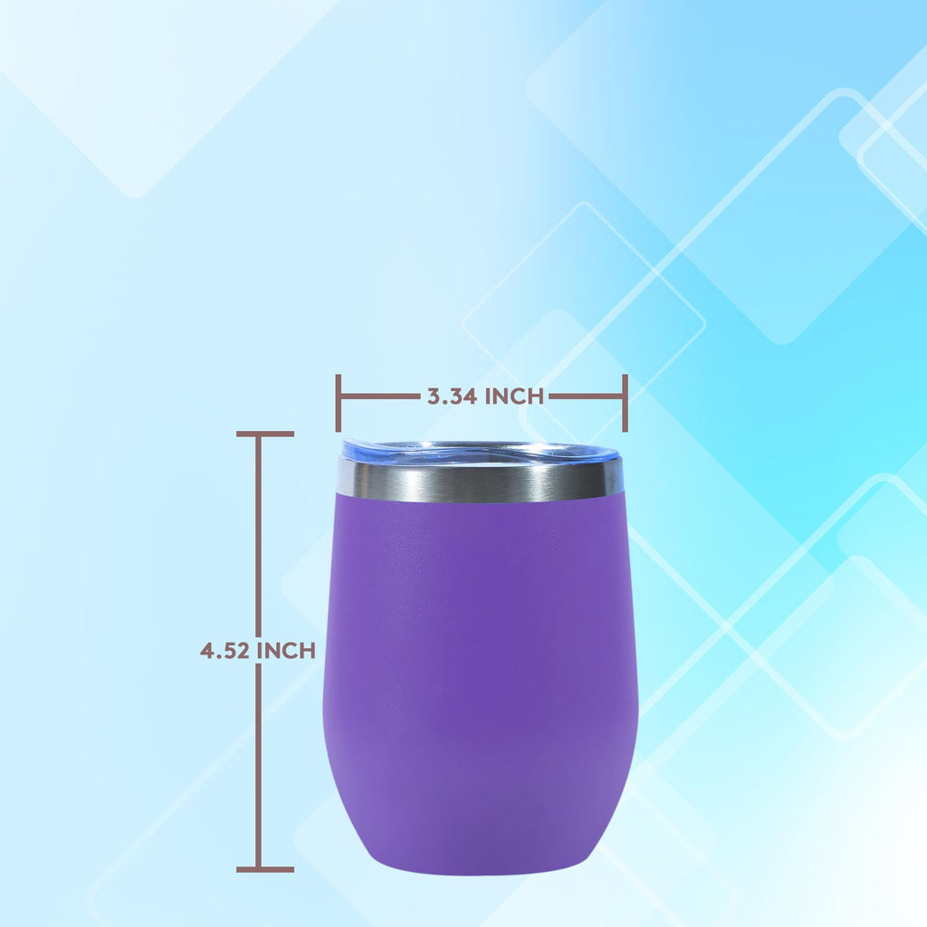 Dongni Stemless Insulated Wine Glass Tumbler,12 oz Stainless Steel Stemless Wine Glass Keeps Beverages Cold for 6 Hours, Hot for 3 Hours Non-Slip, Easy-Grip Insulated Cup(Mix 12pack)