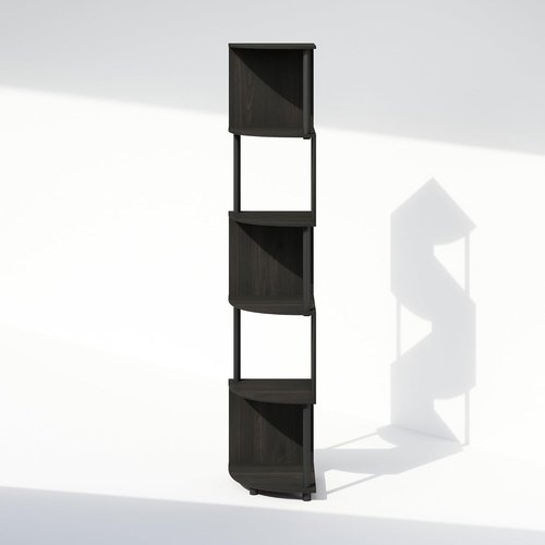 Furinno 5-Tier Bookshelf - Zigzag Corner Design | Espresso/Black | Perfect for Living Room, Bedroom, Home Office
