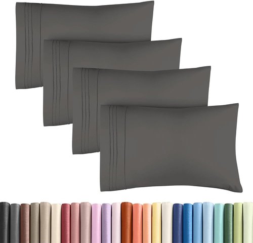 King Standard Pillow Cases by King - Soft Hotel Quality Covers | Comfy Bedding for All Ages - Machine Washable - Charcoal, Set of 4