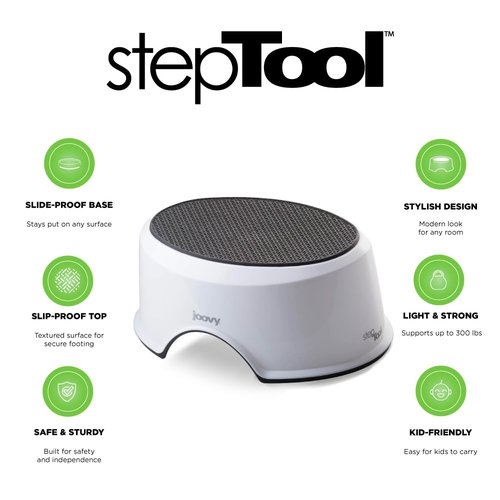 Joovy StepTool Toddler Step Stool with No-Slide Grips on Top and Bottom and Sturdy, Stackable Design, Holds Up to 300 lb. - BPA, PVC & Phthalate Free