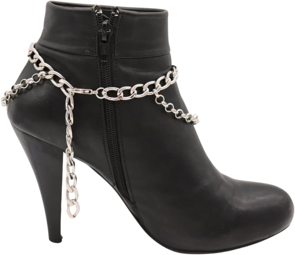 Skiennix Women's Silver Boot Chain Anklet Set - Adjustable Ethnic Coin & Turquoise Beads | 11-15 in Curb Chain