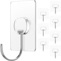 JINSHUNFA Heavy Duty Adhesive Wall Hooks - 13LB Capacity, Waterproof, No Drill | 8 Pack for Bathroom & Kitchen