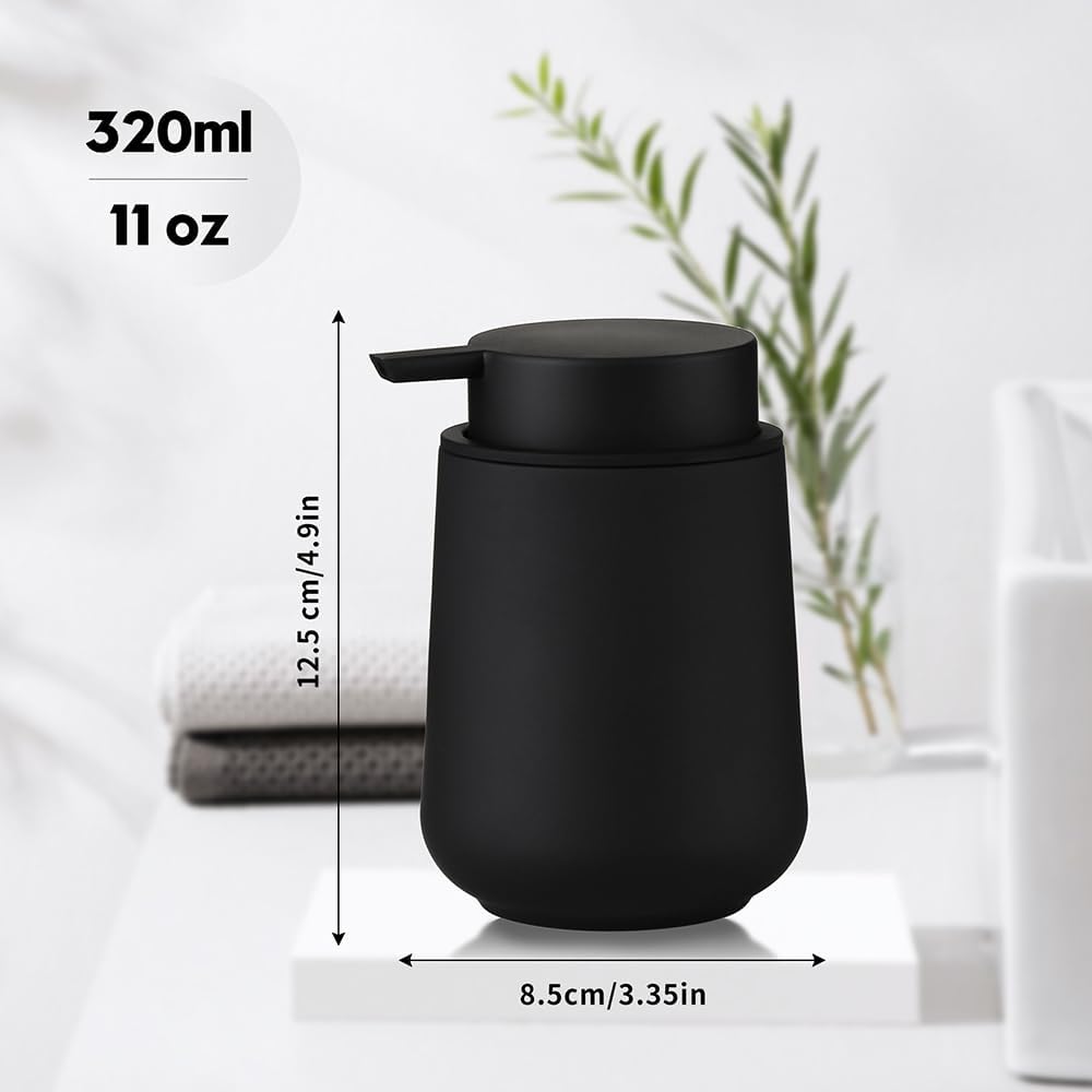 Skiennix Matte Black Liquid Hand Soap Dispenser - 11 oz Refillable Modern Minimalist Design for Bathroom & Kitchen